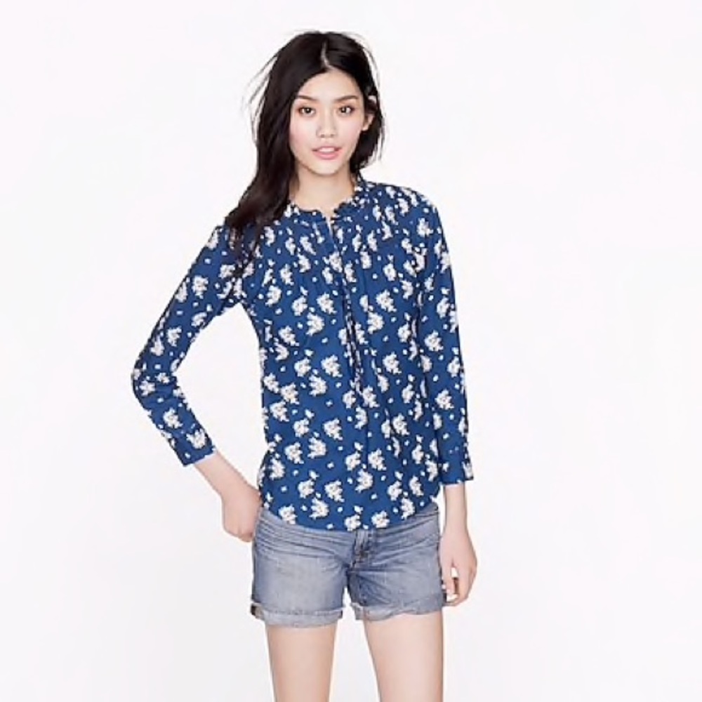 J. Crew Jean Floral Top Size 8